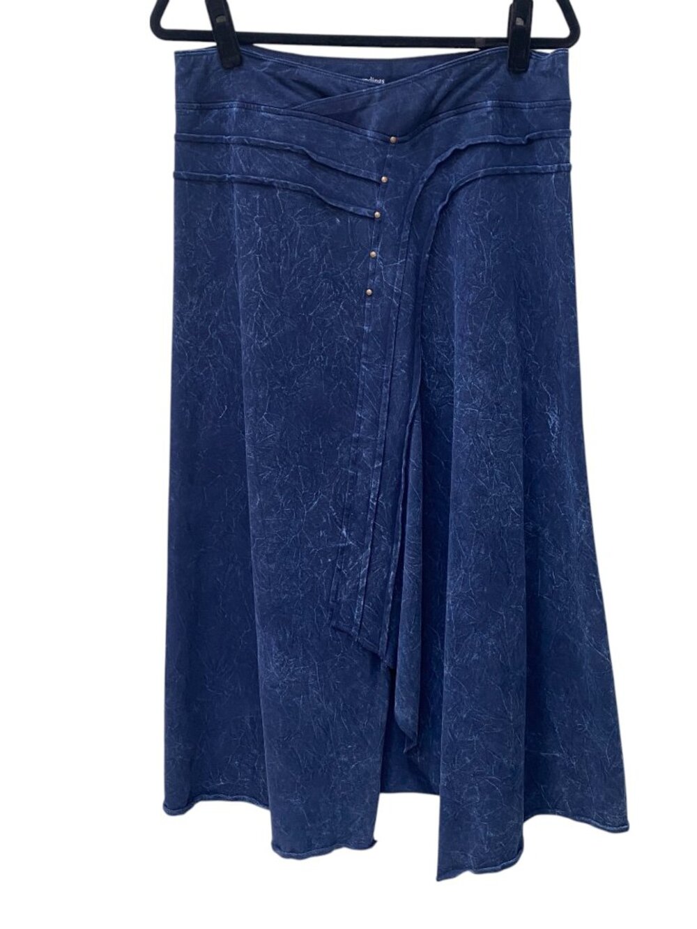 Soft Surroundings Asymmetric Studded Skirt Blue Lava Wash Knit Midi Whimsigoth-M